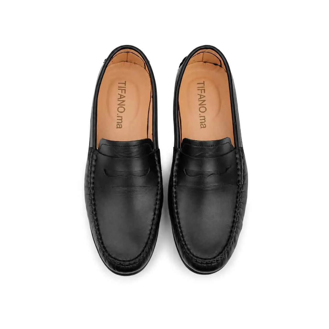 Moccasin pour homme confort 004 noir cuir   miniature